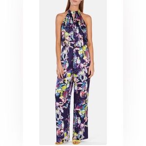100% Silk Floral Jumpsuit By Karen Mullen SZ4